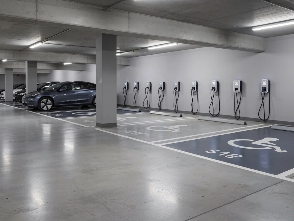 Infrastructure de recharge collective dans le parking d'une copropriété